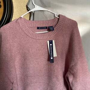 Architect Rose Pink Marled Crewneck Raglan Sleeve Knit Sweater